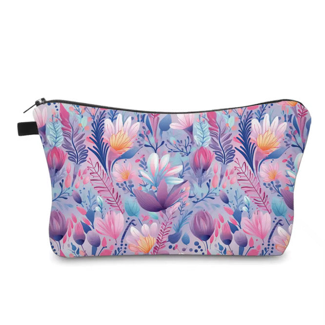 Pouch - Floral Purple Blue Watercolor