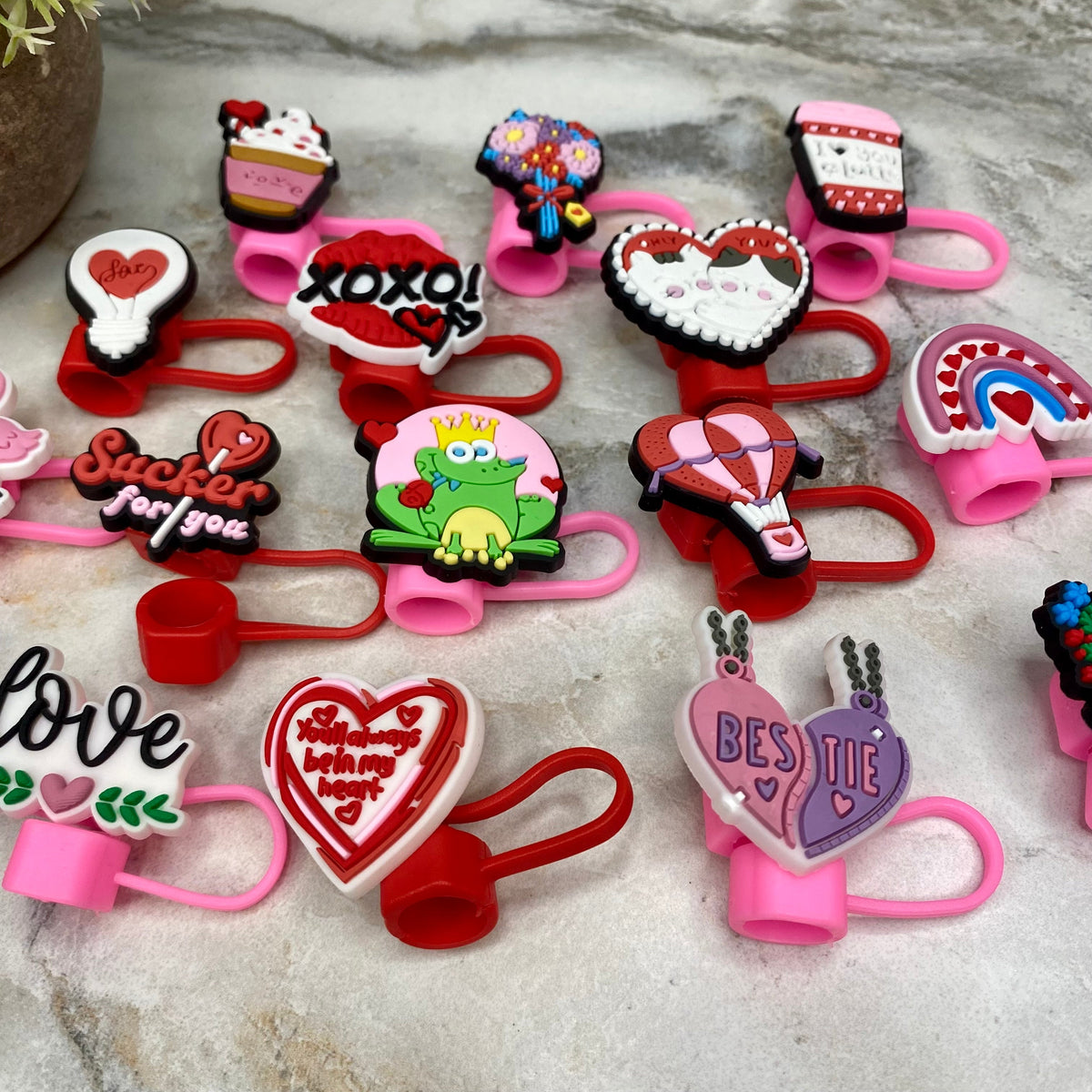 Silicone Straw Toppers Tumbler - Love Mix #2