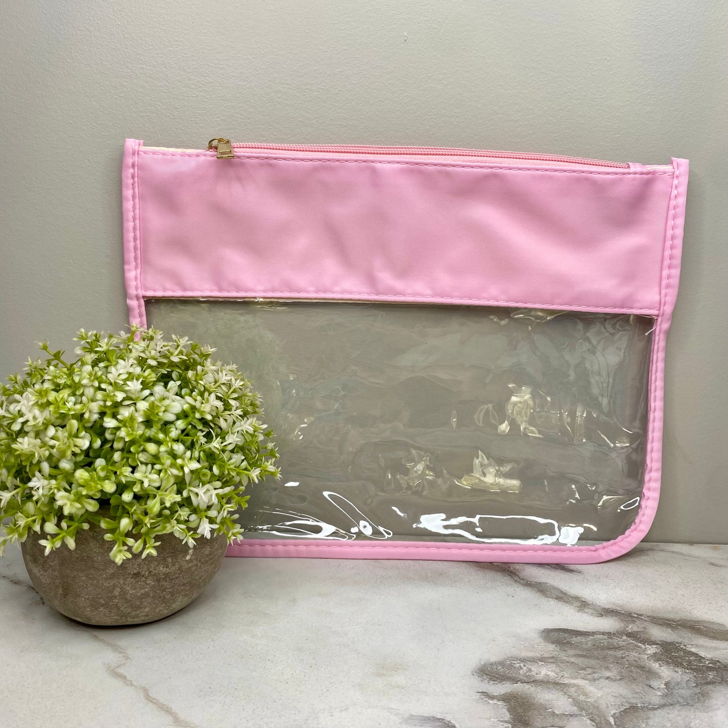 Clear Zip XL Pouch - Light Pink