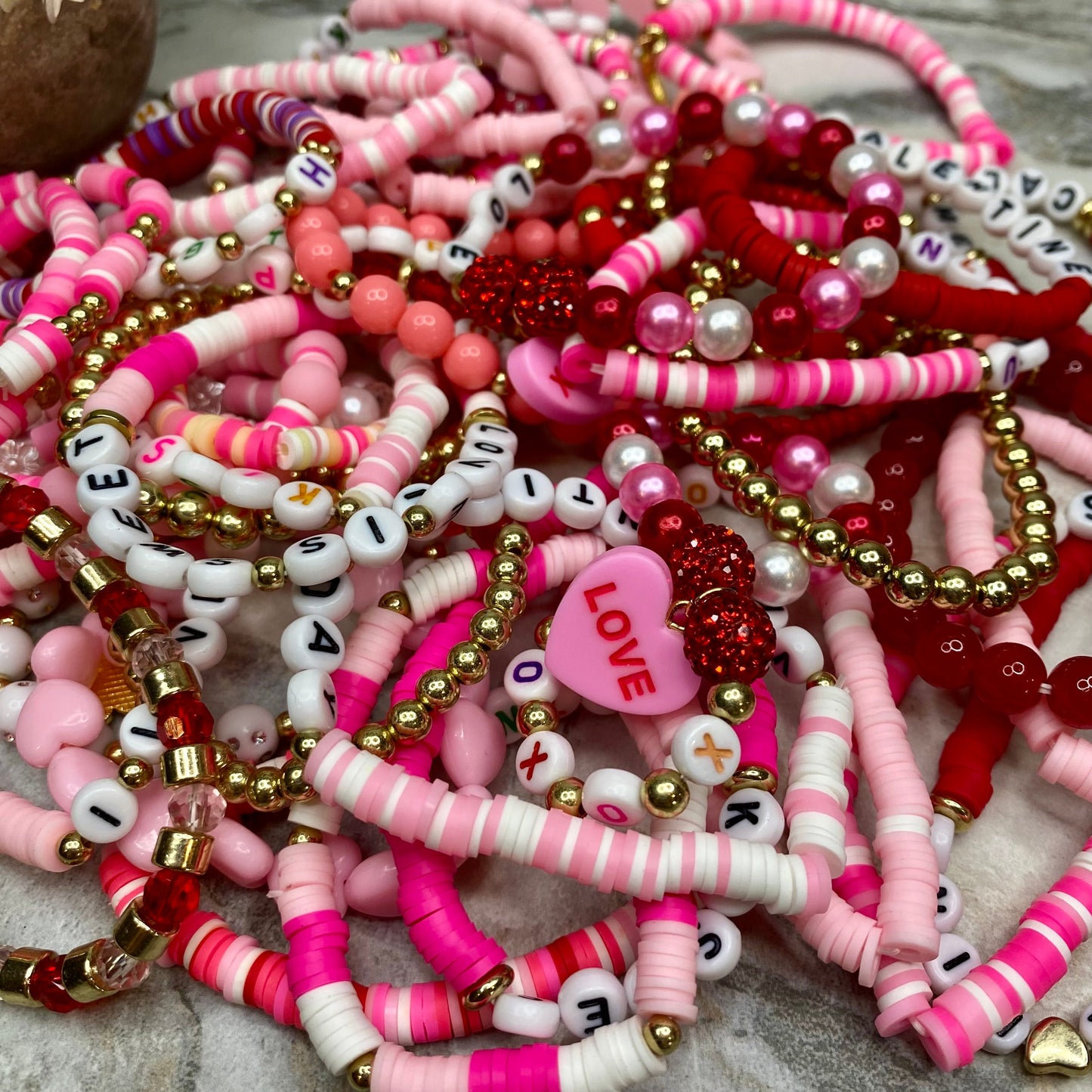 Bracelet - Clay Bead Charm - Love Mix #3