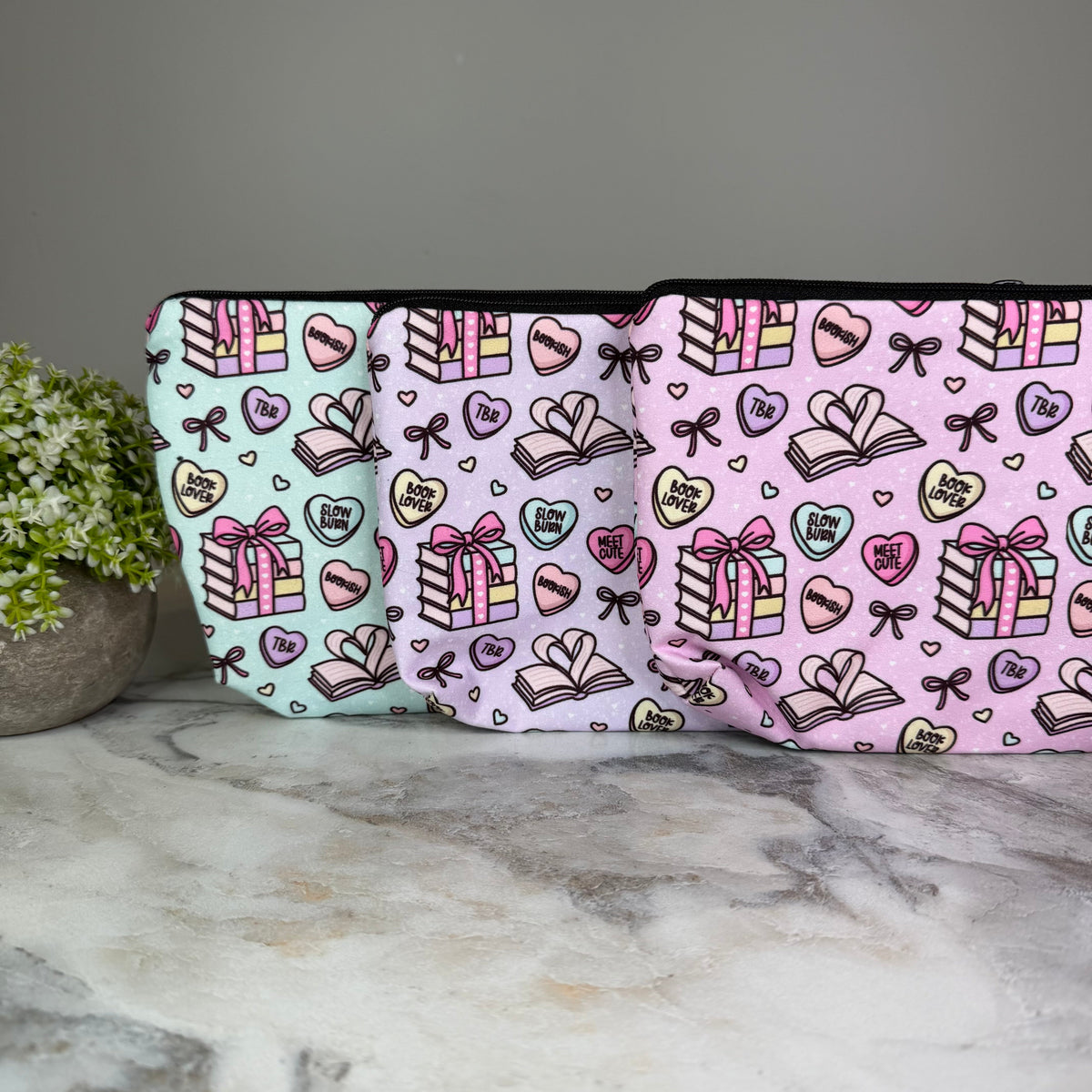 Pouch - Book Heart Romance TBR, Pink