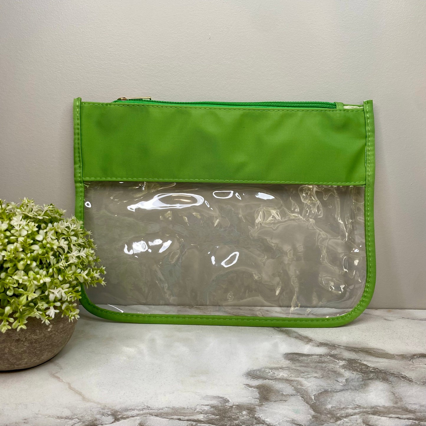Clear Zip XL Pouch - Lime Green