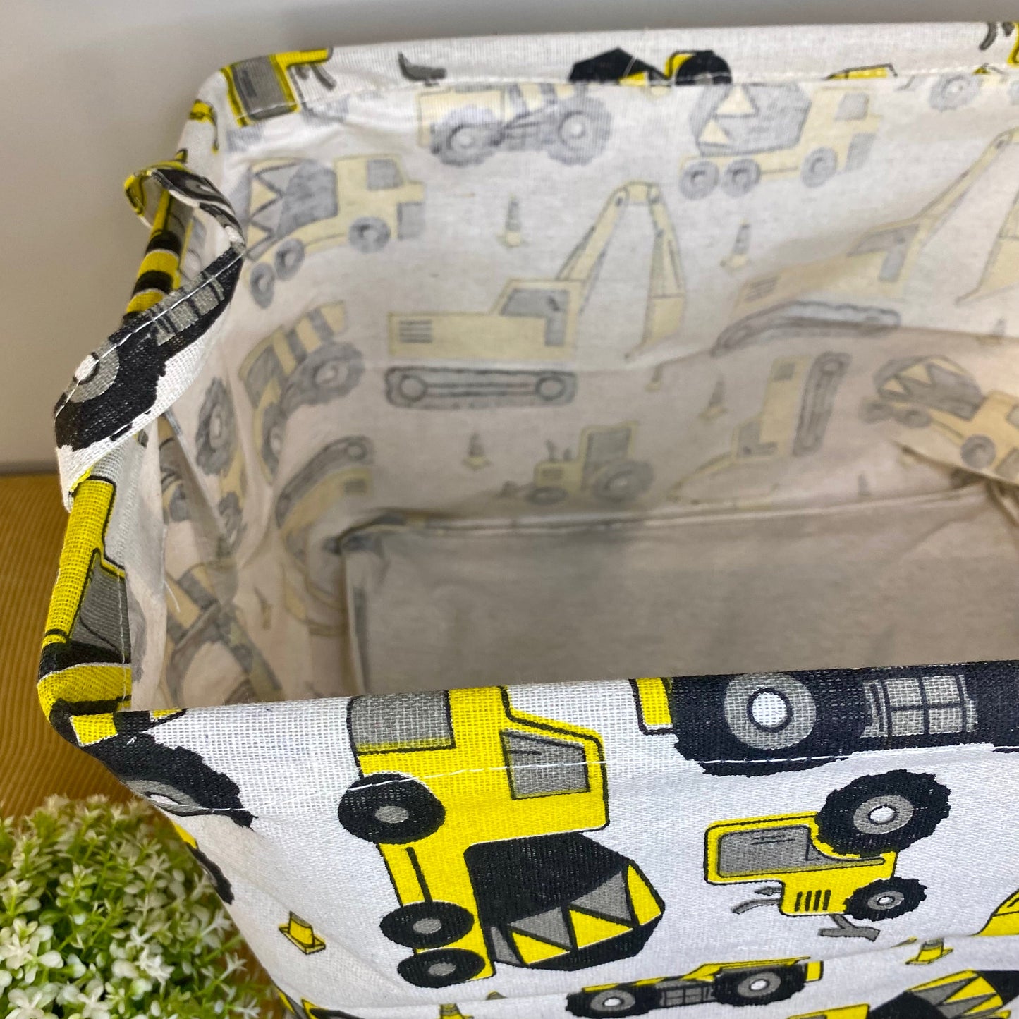 Pop Up Canvas Basket - Construction Trucks