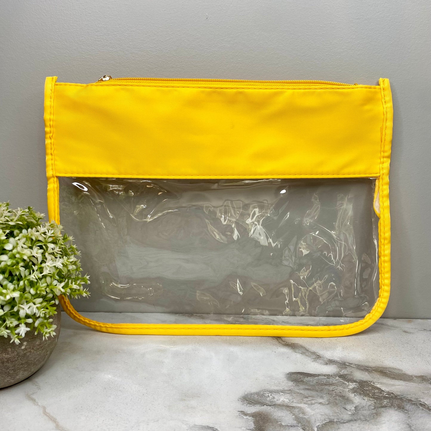 Clear Zip XL Pouch - Yellow