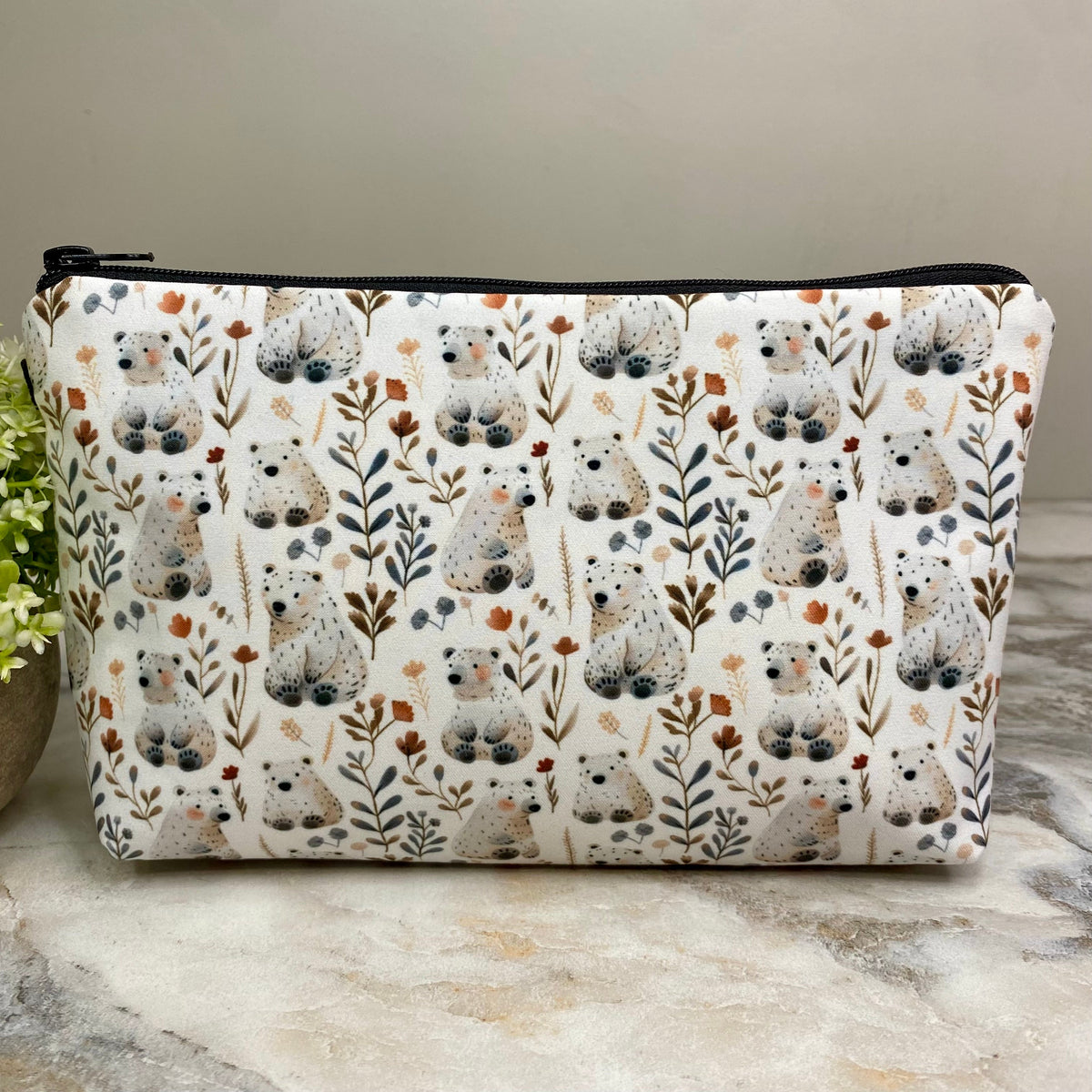 Pouch - Animal Polar Bear Leaves