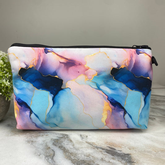 Pouch - Marble Blue Purple Gold