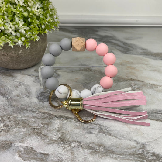 Silicone Bracelet Keychain - Pink