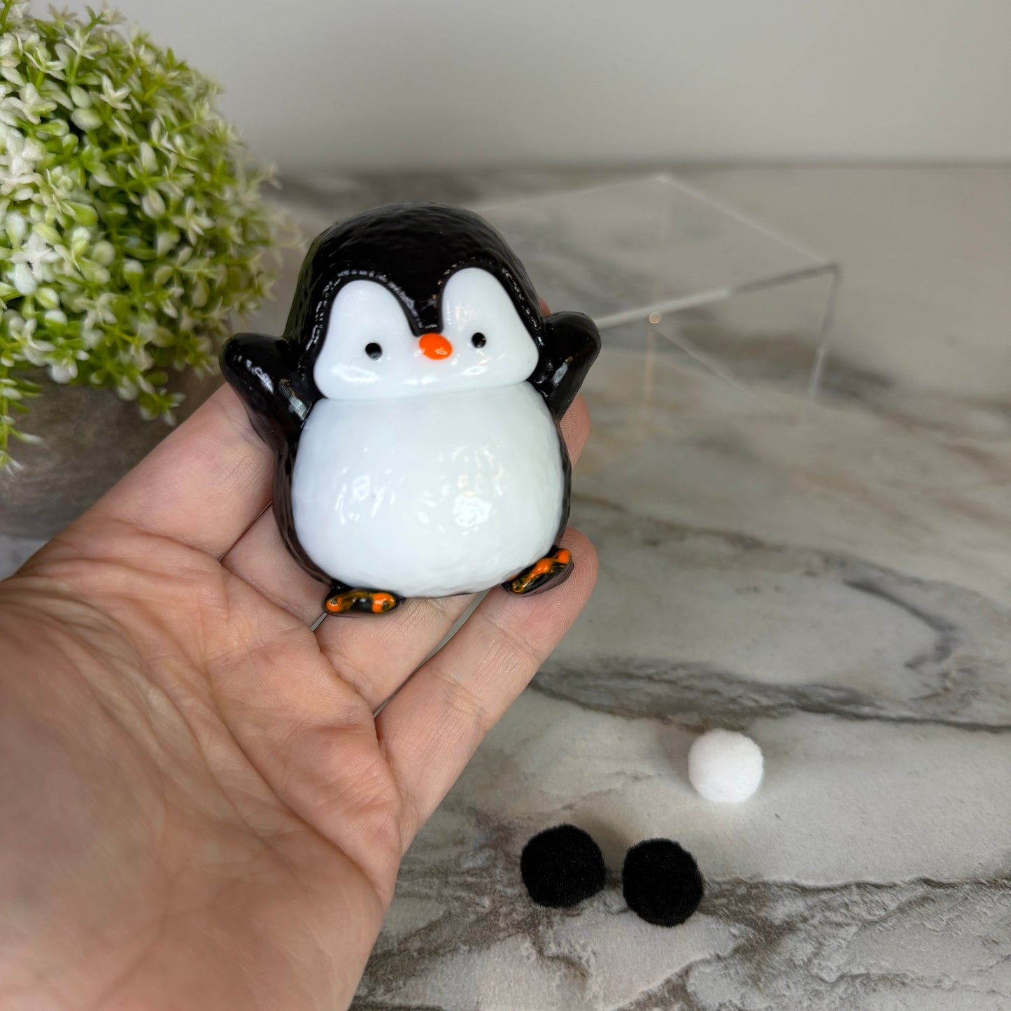 Squishy Toy - Penguin + Pom Pom
