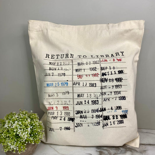 Tote Bag - Library Book Stamped Card - PREORDER