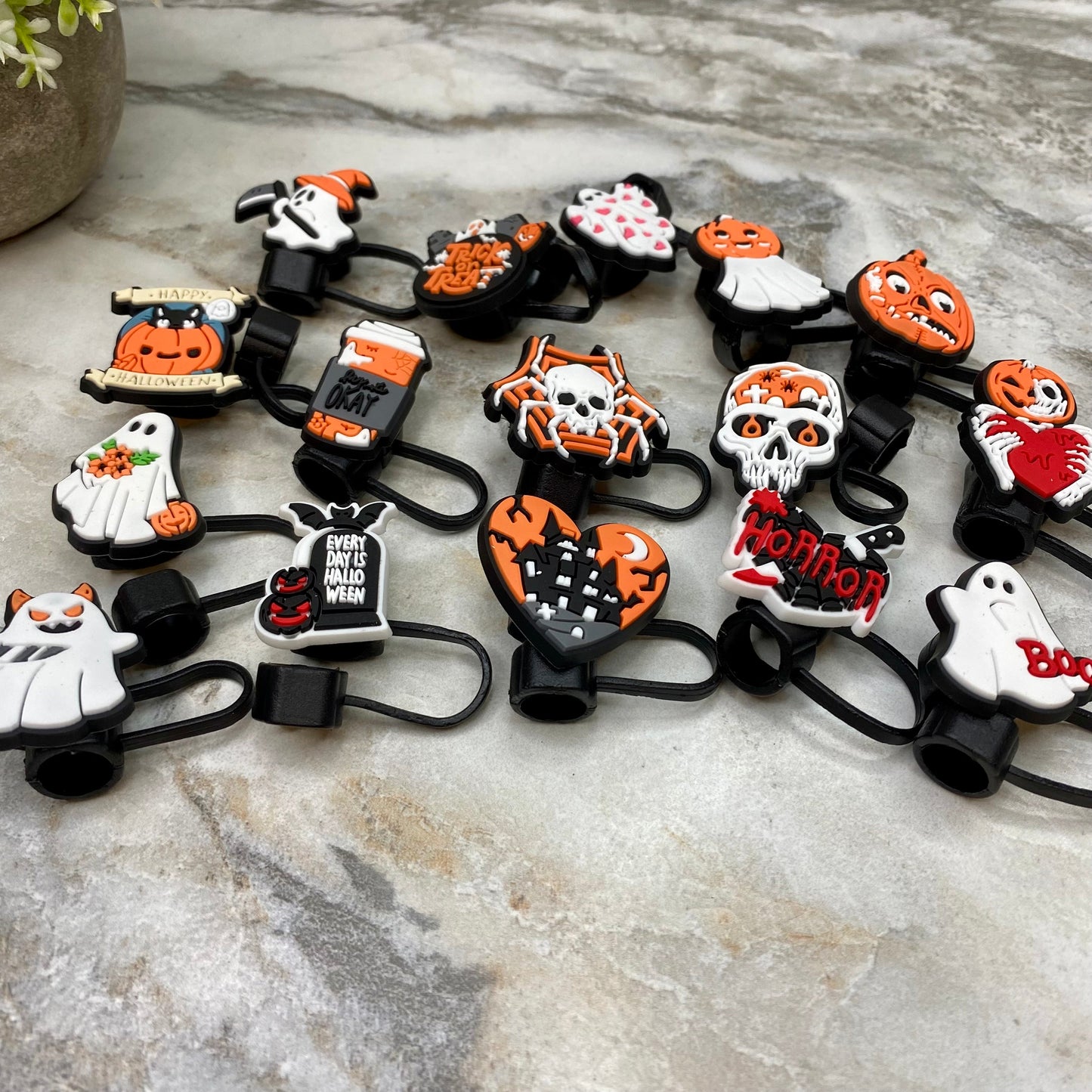 Silicone Straw Toppers Tumbler - Halloween #2