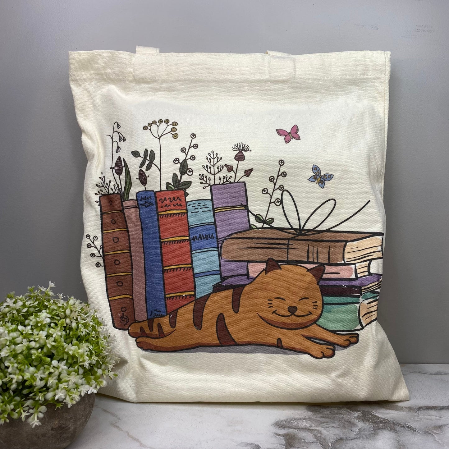 Tote Bag - Sleepy Cats & Books - #1