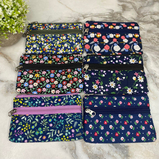 Mini Double Zip Pouch - Floral Designs #3