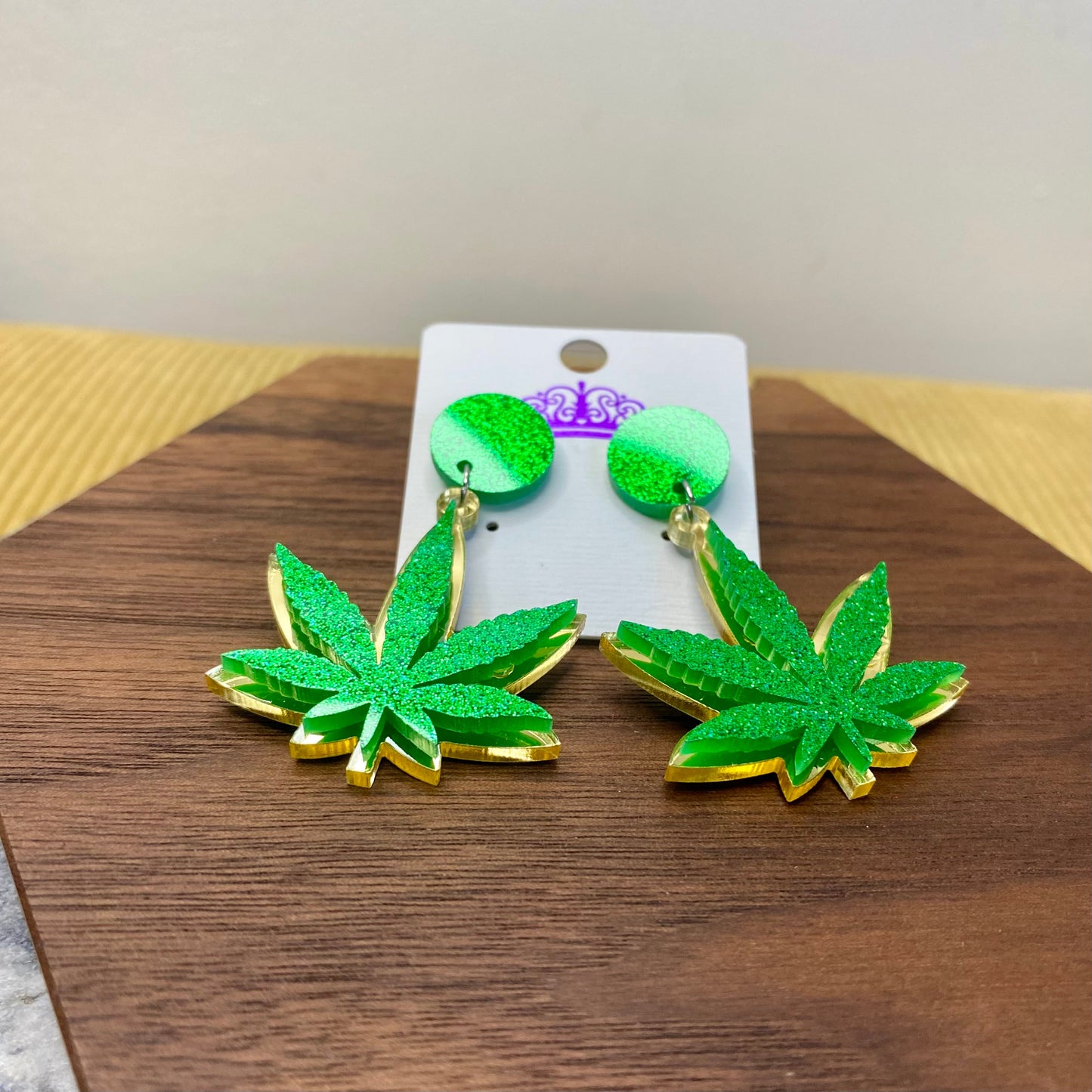 Weed Stud Dangle Earrings