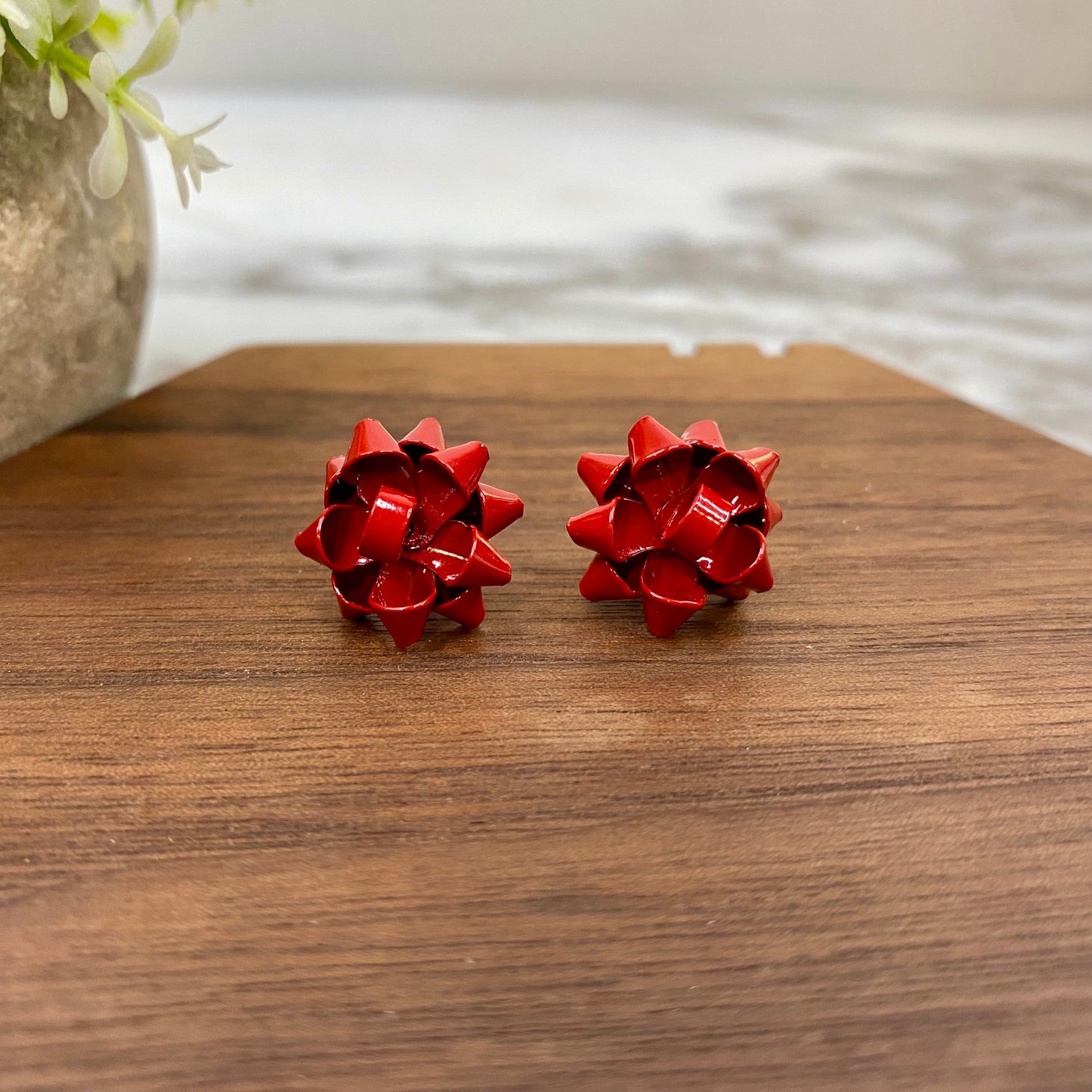 Metal Stud - Red Package Bow