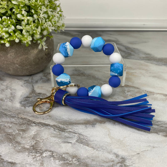 Silicone Bracelet Keychain - Blue Ocean