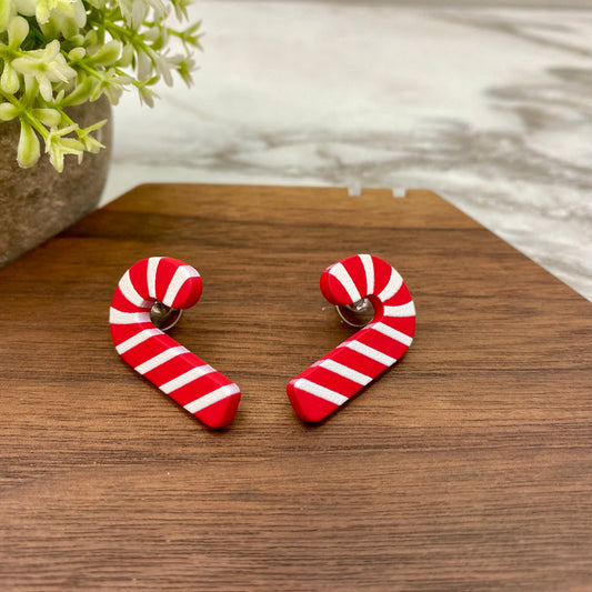 Acrylic Stud Earrings - Christmas - Candy Cane #2