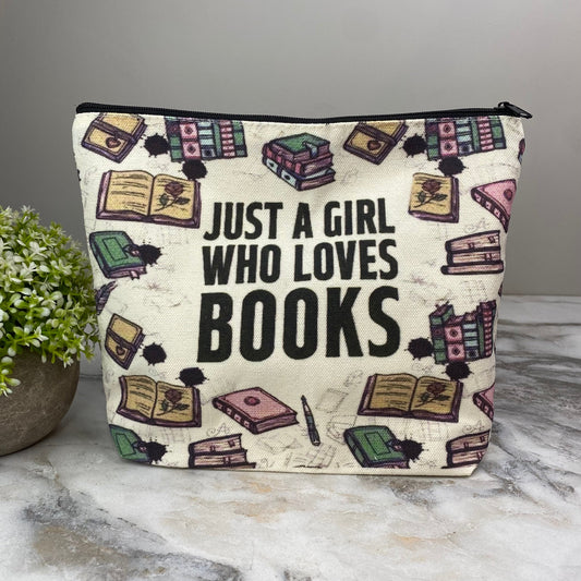 Canvas Pouch XL - Books, Just A Girl