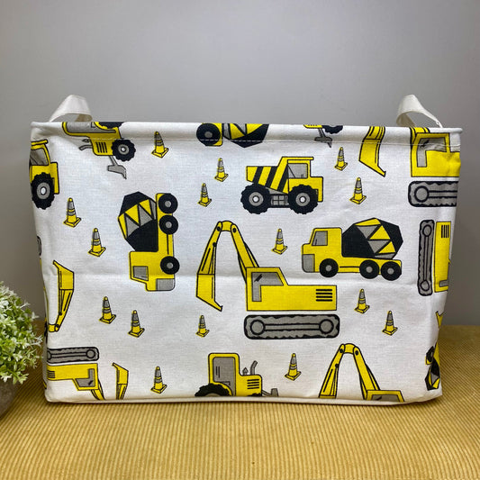 Pop Up Canvas Basket - Construction Trucks