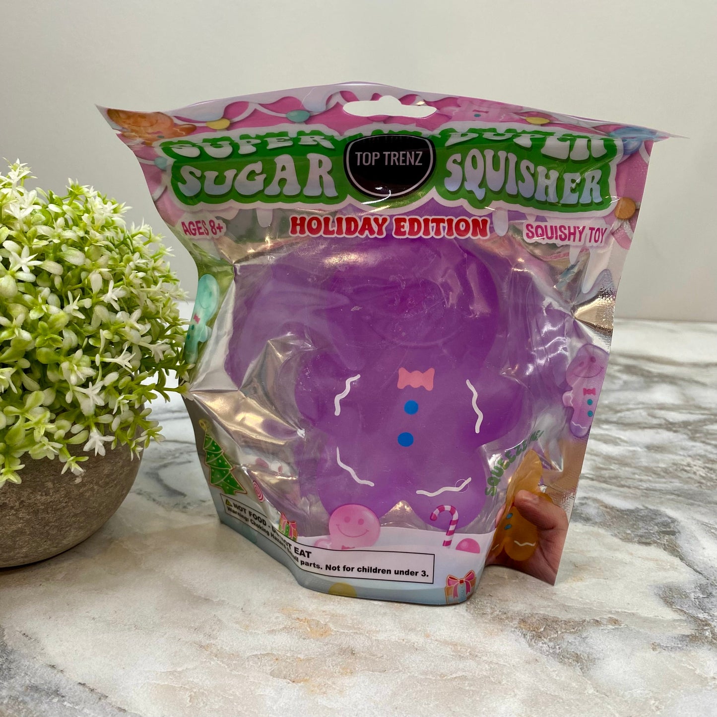 Super Duper Sugar Squisher Toy - Gingerbread Man - Purple