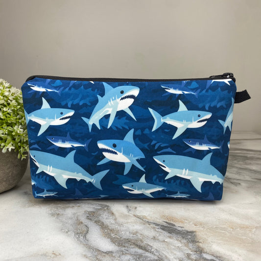 Pouch - Sharks on Blue