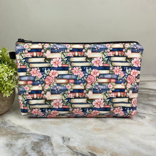 Pouch - Books All Over Navy Floral