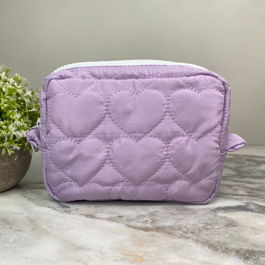 Puffer Pouch Stand Up Rectangle - Heart - Light Purple