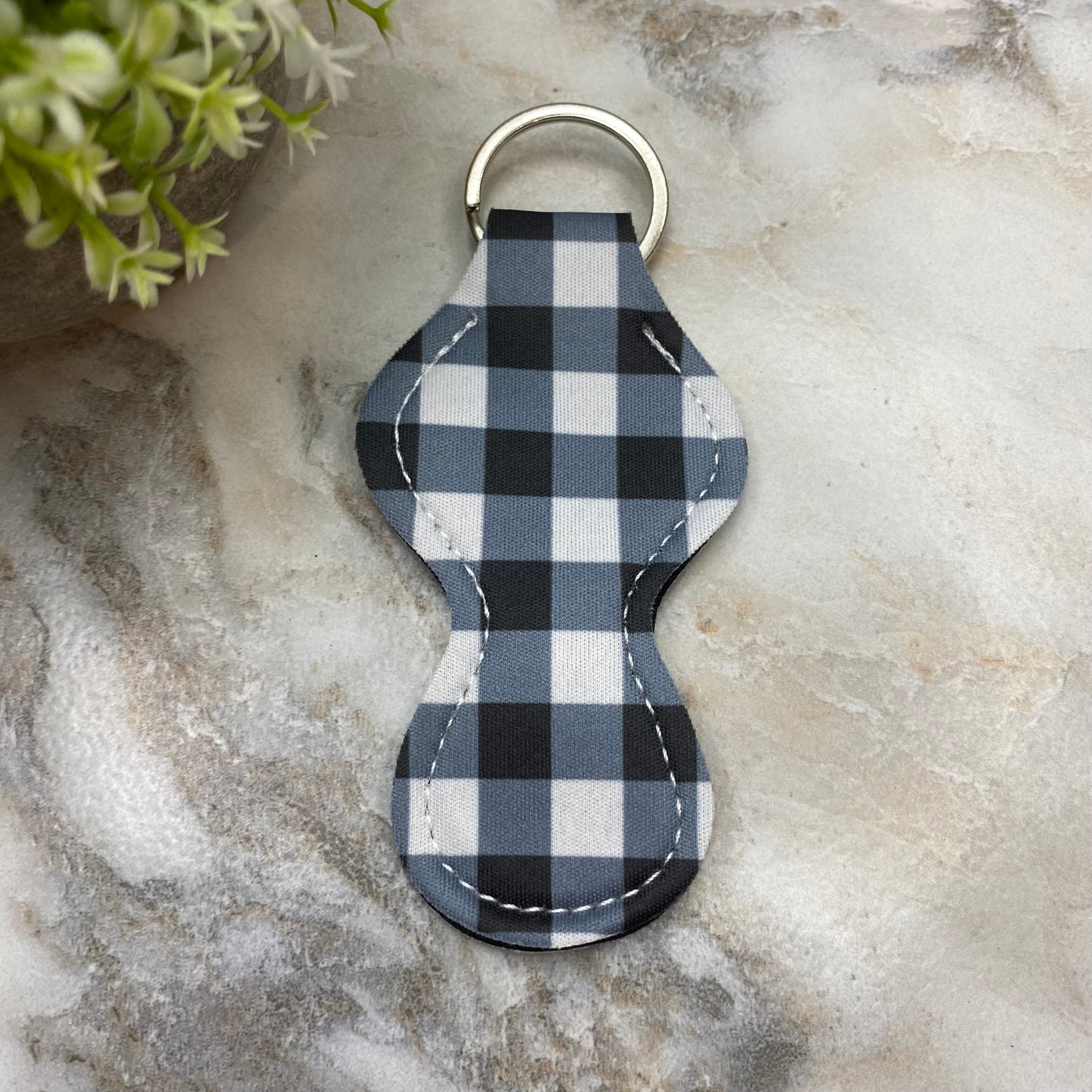 Lip Balm Chapstick Holder - #43 - Black & White Plaid