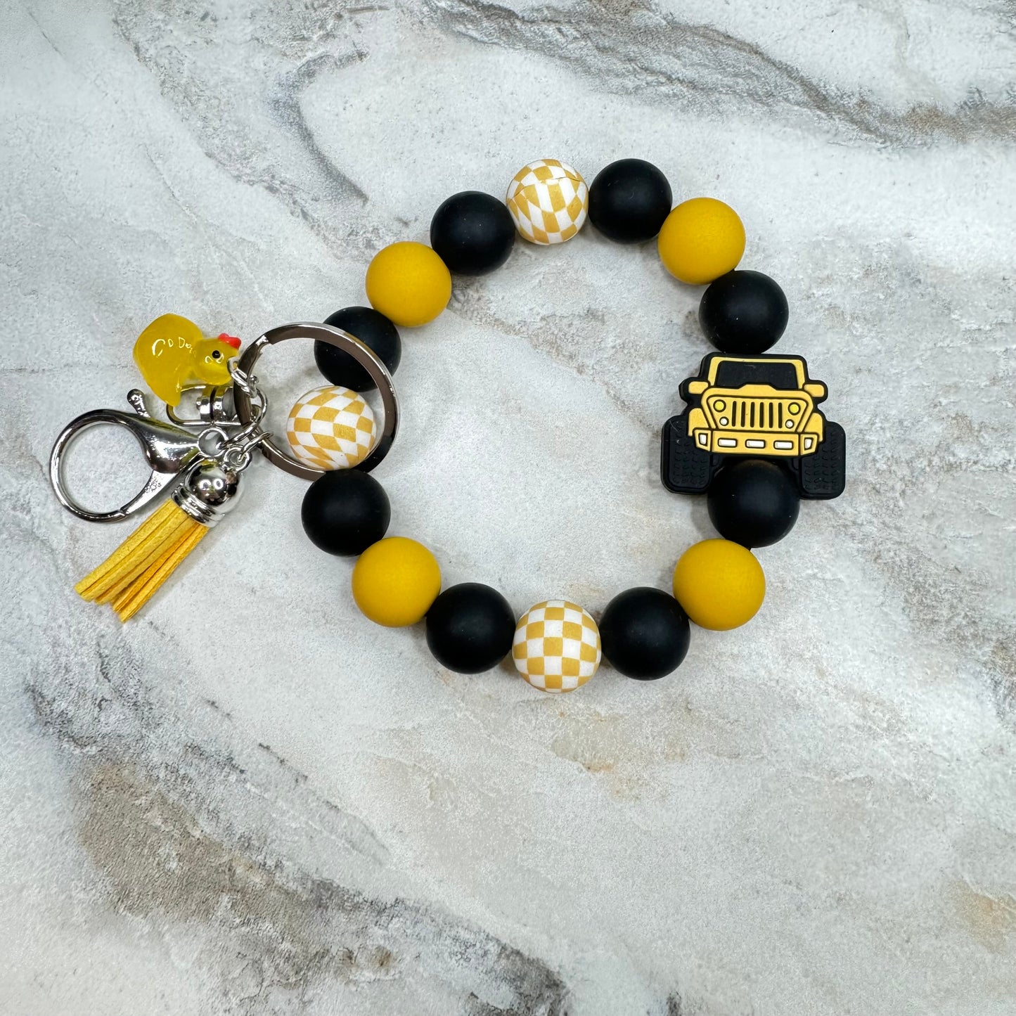 Silicone Bracelet Keychain - Duck Duck Jeep - Yellow