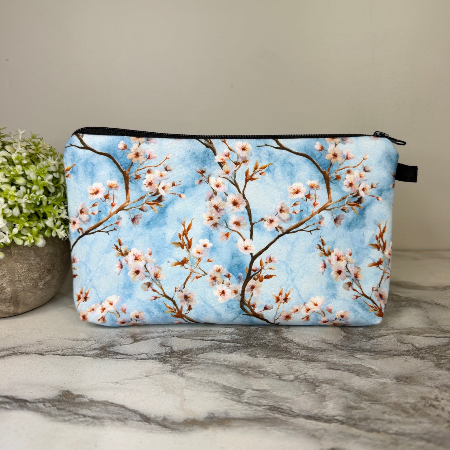 Pouch - Floral Ice Blue Cherry Blossom