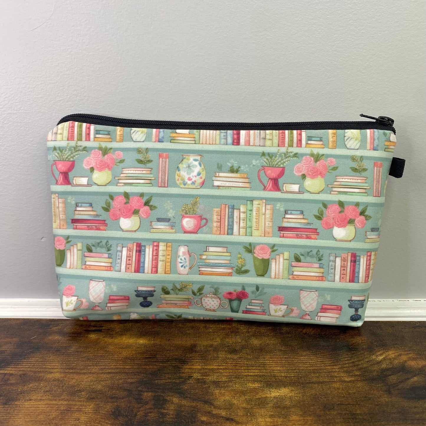 Pouch - Mint Floral Bookcase