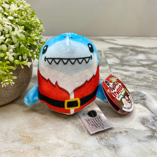 Bubble Stuffed Squishy Friends Toy - Holiday Christmas Holly Jolly - Shark Santa