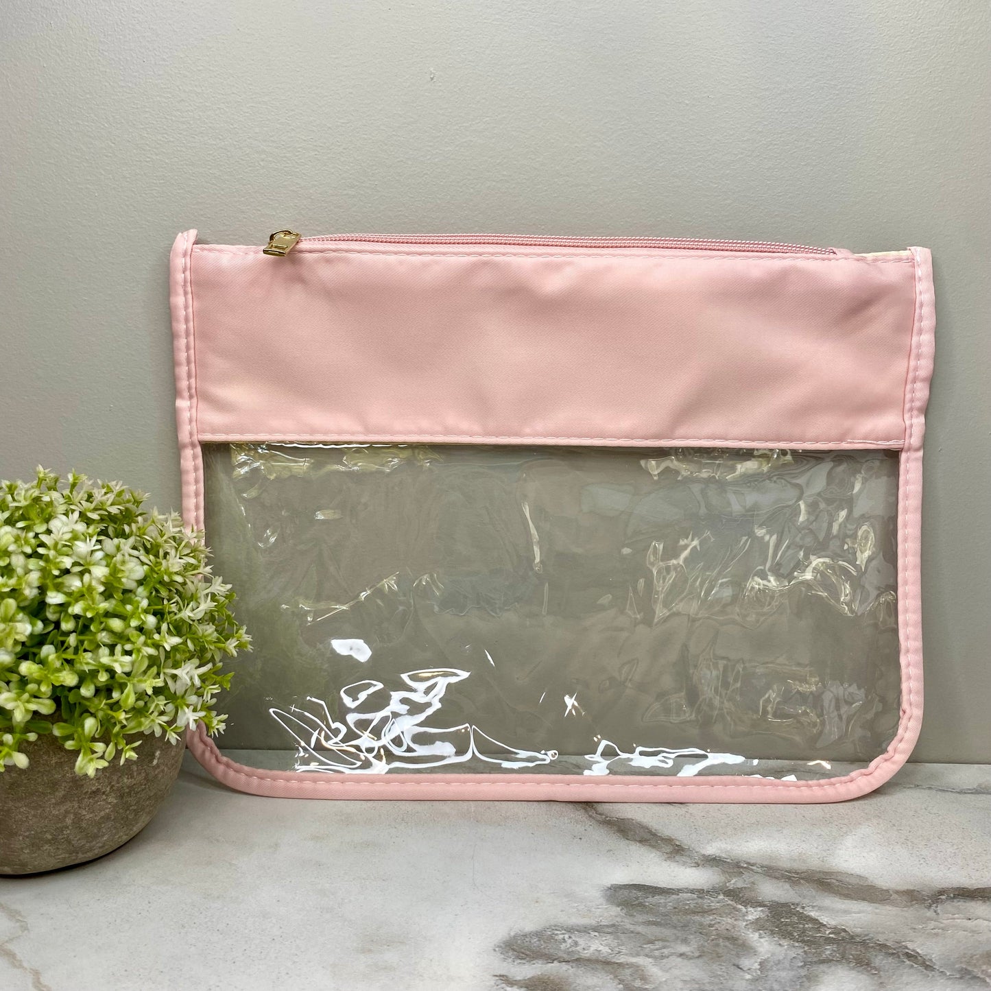 Clear Zip XL Pouch - Baby Pink