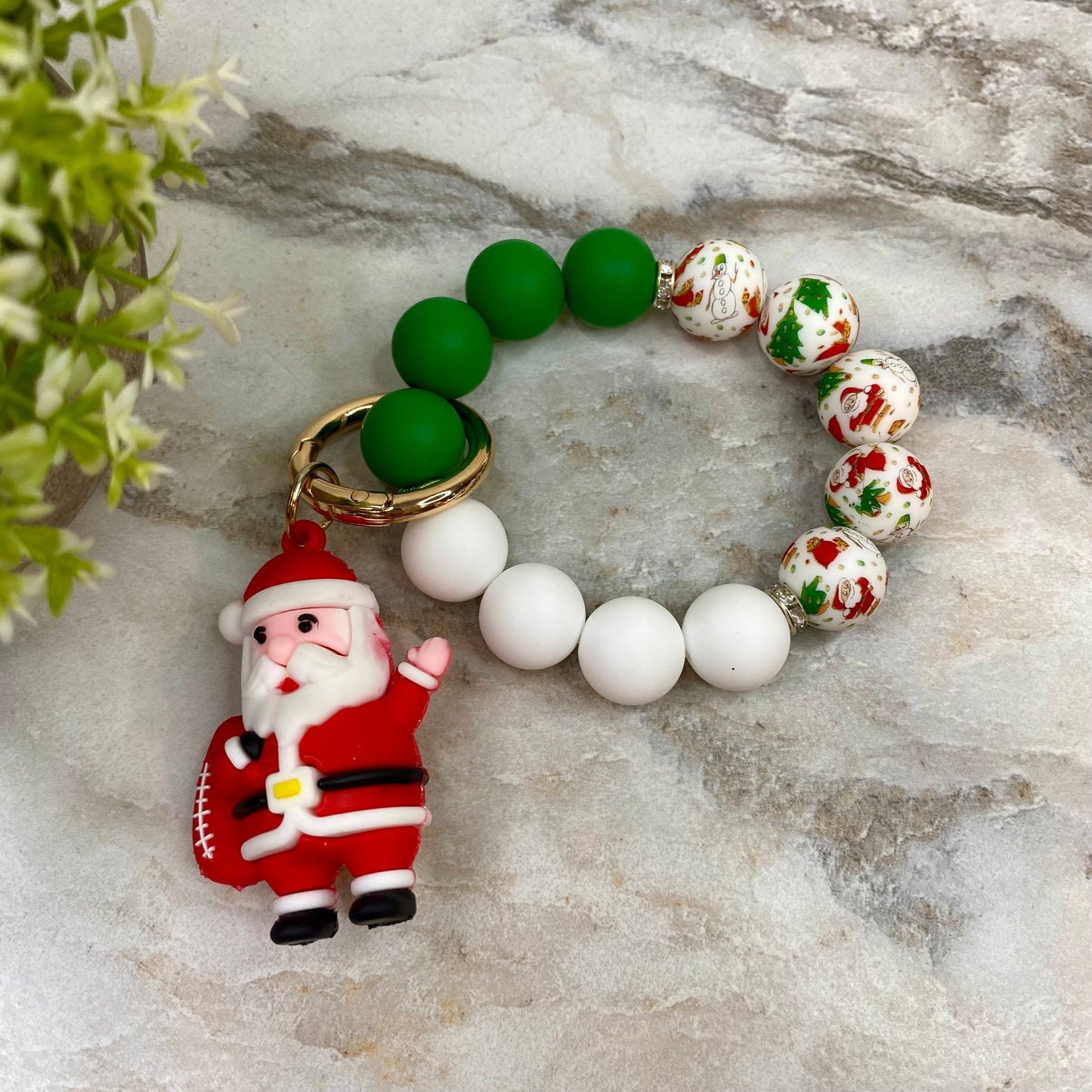 Silicone Bracelet Keychain - Christmas Winter - Santa