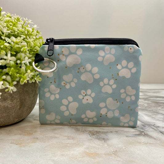 Mini Pouch - Blue Paw Print Dog