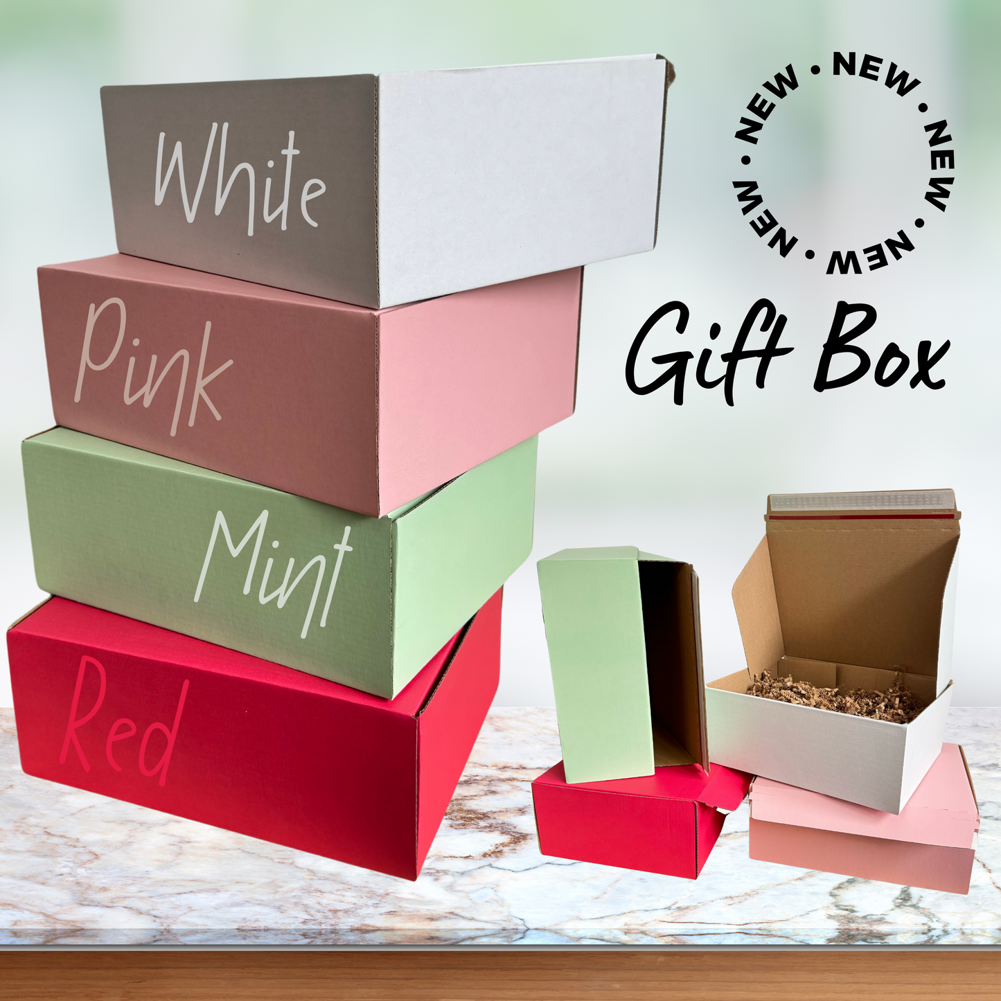 Gift Box with Crinkle Paper - Mint