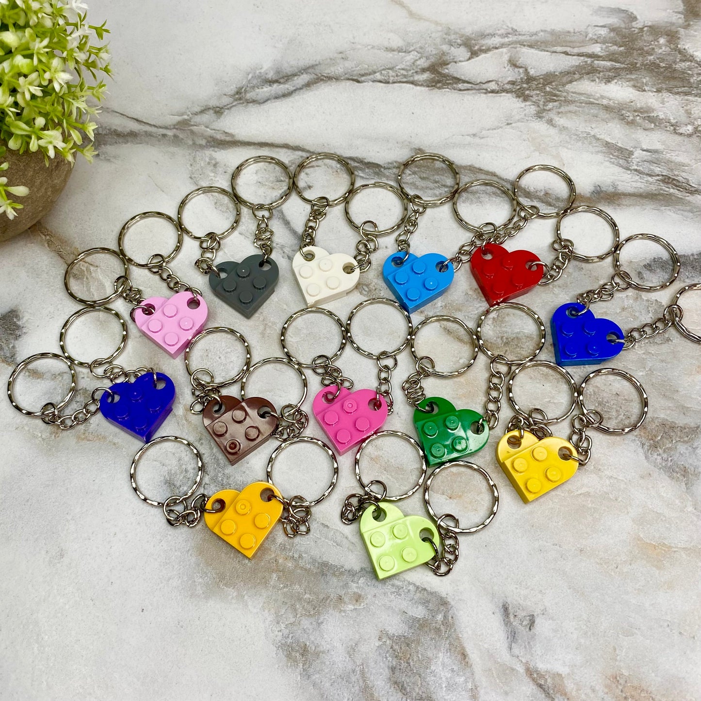 Keychain - Pull-Apart Building Block Hearts