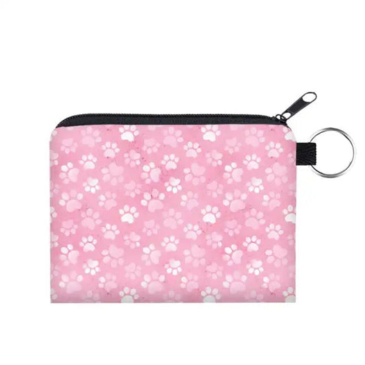 Mini Pouch - Pink Paw Print Dog