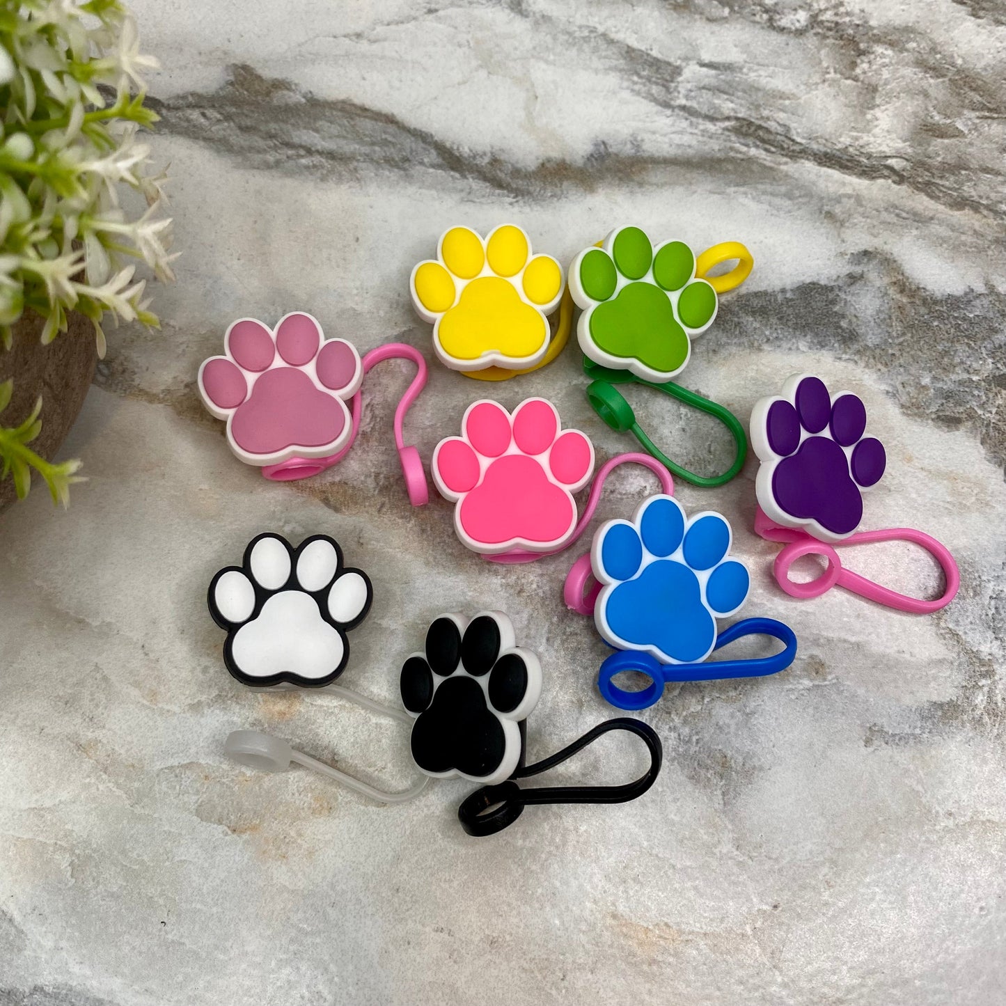 Silicone Straw Toppers Tumbler - Paw #2