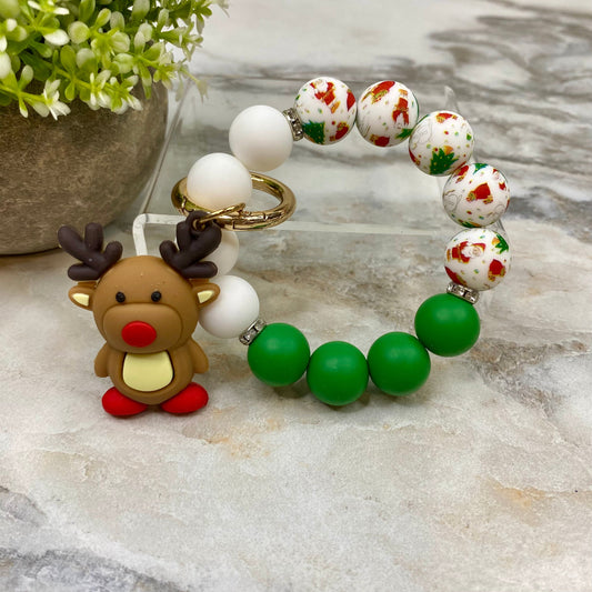 Silicone Bracelet Keychain - Christmas Winter - Reindeer