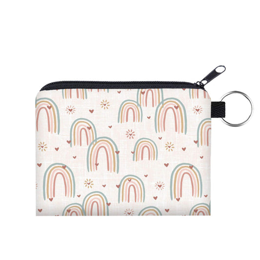 Mini Pouch - Rainbow Heart Pale Pink