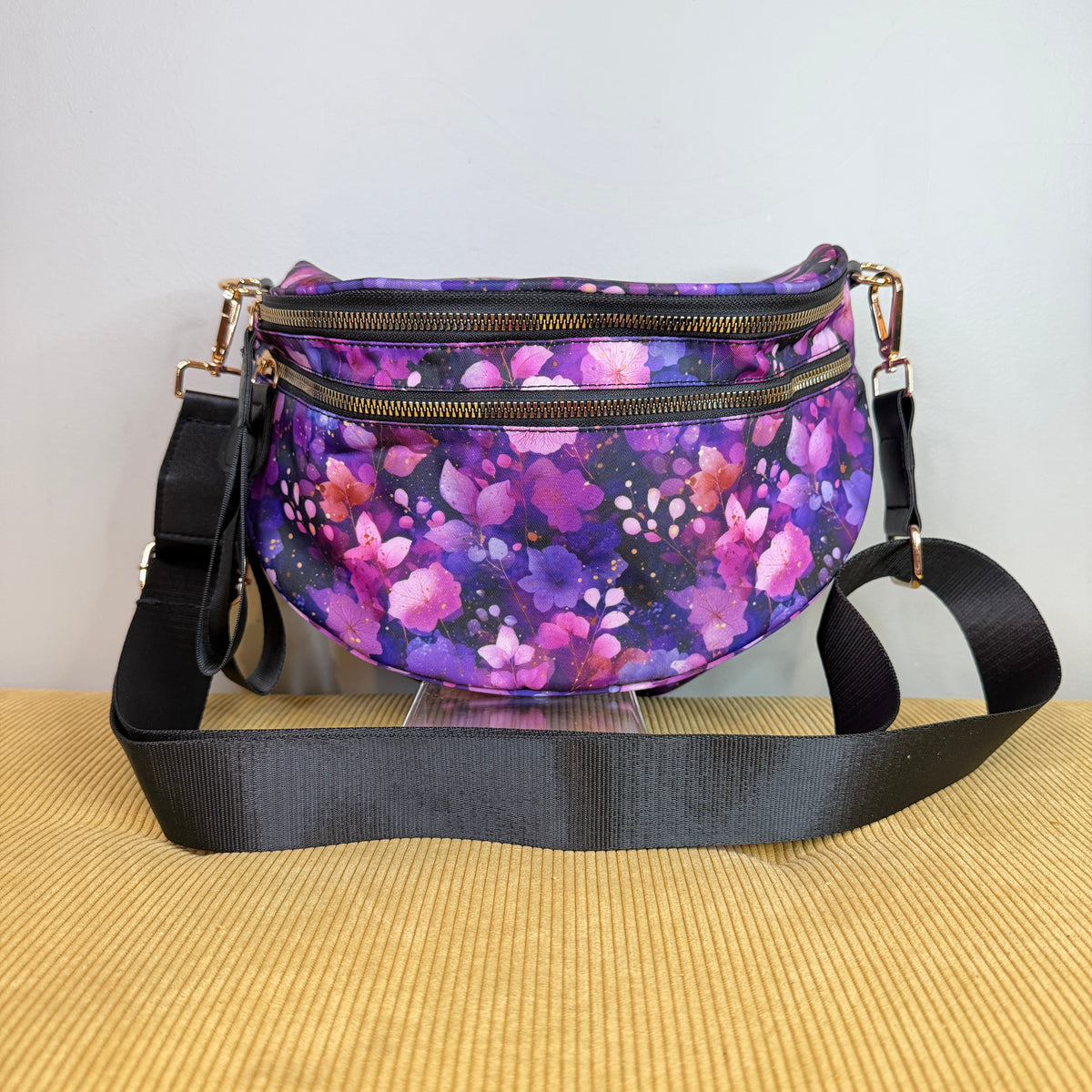 The Roni Nylon Crossbody - Purple Floral