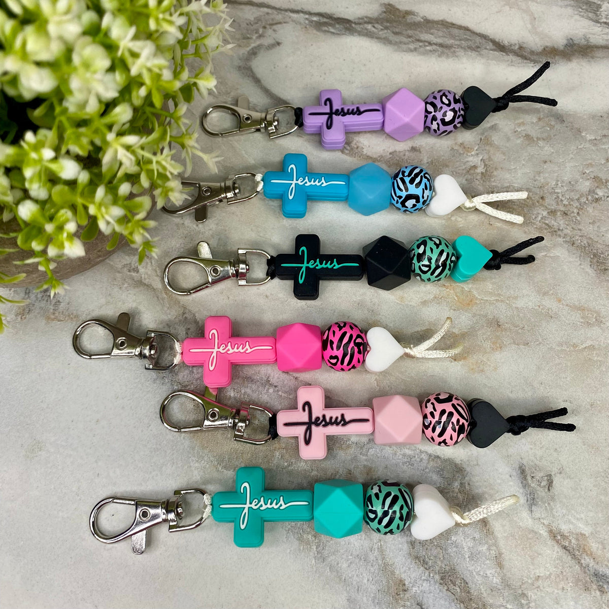 Keychain - Silicone Bead - Religious - Jesus