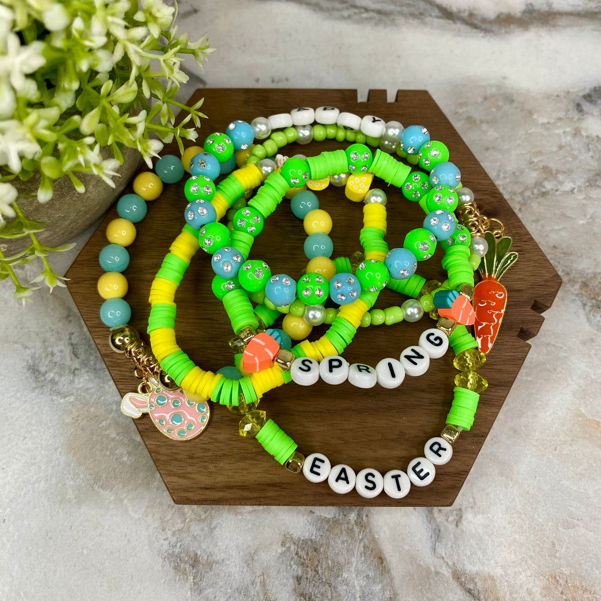 Bracelet - Clay + Bead - Easter Mix #7
