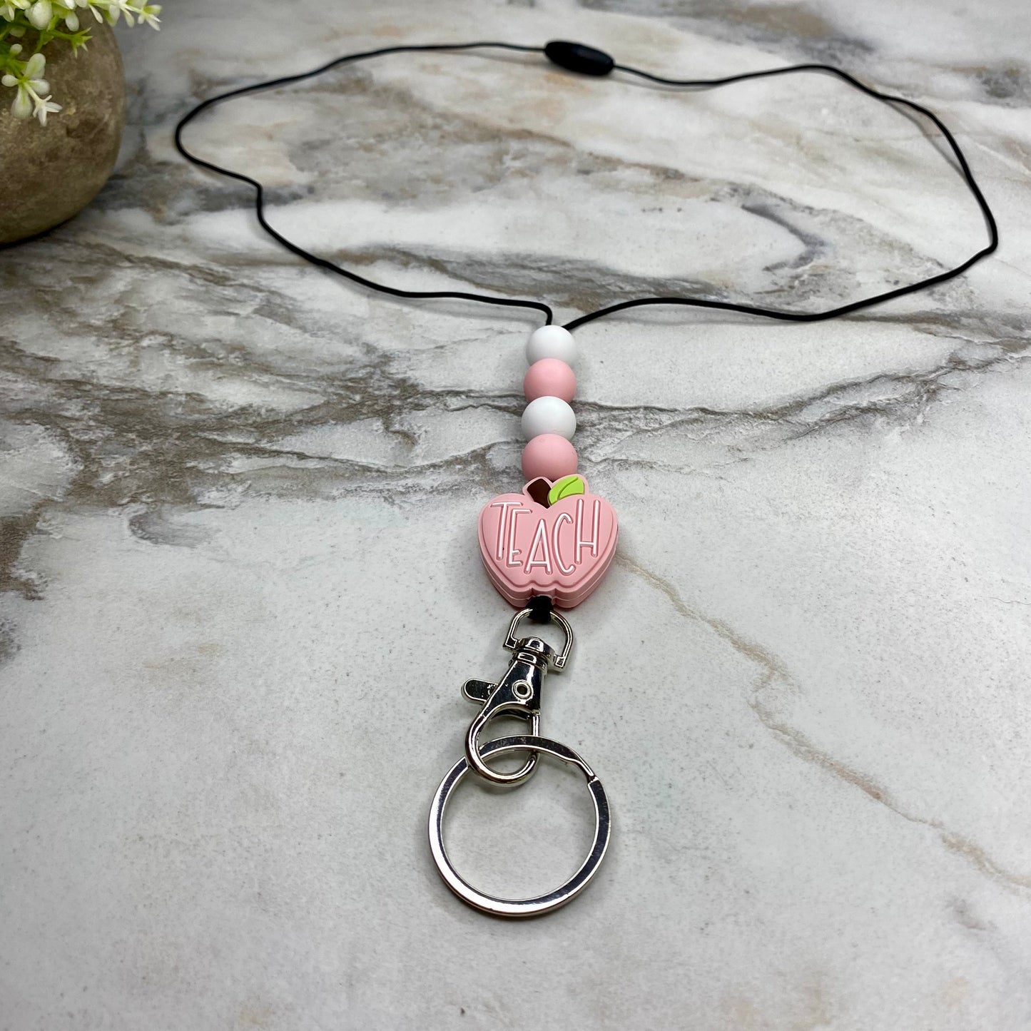 Break-Away Necklace Lanyard with Keychain Clasp - Silicone Bead - Teacher