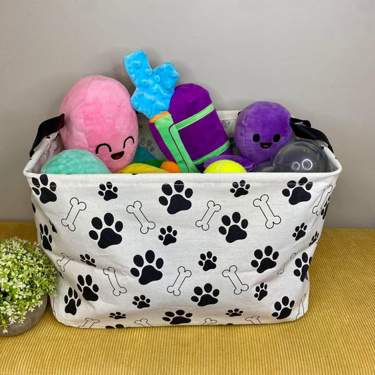 Pop Up Canvas Basket - Dog Paws & Bones