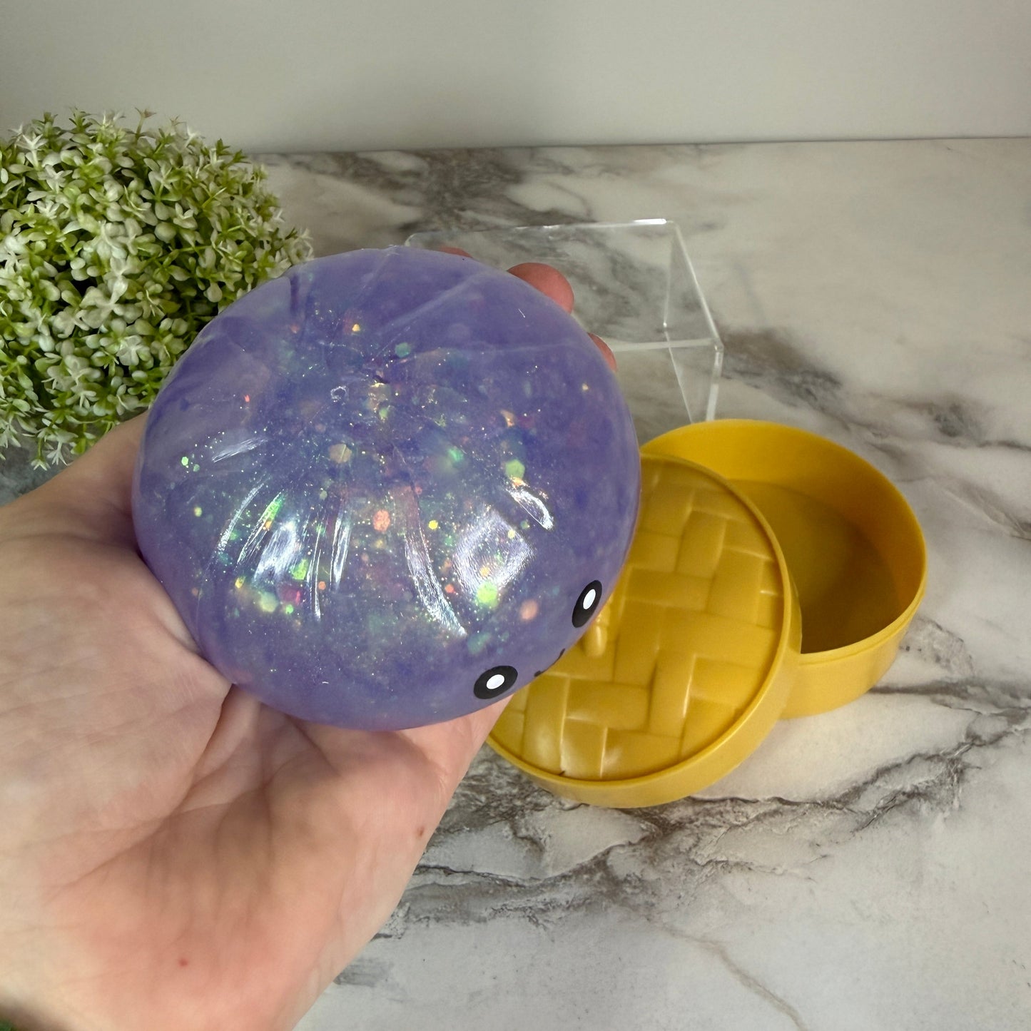 Squishy Toy - Viral Dumpling, Quick Squeeze Glitter - Purple