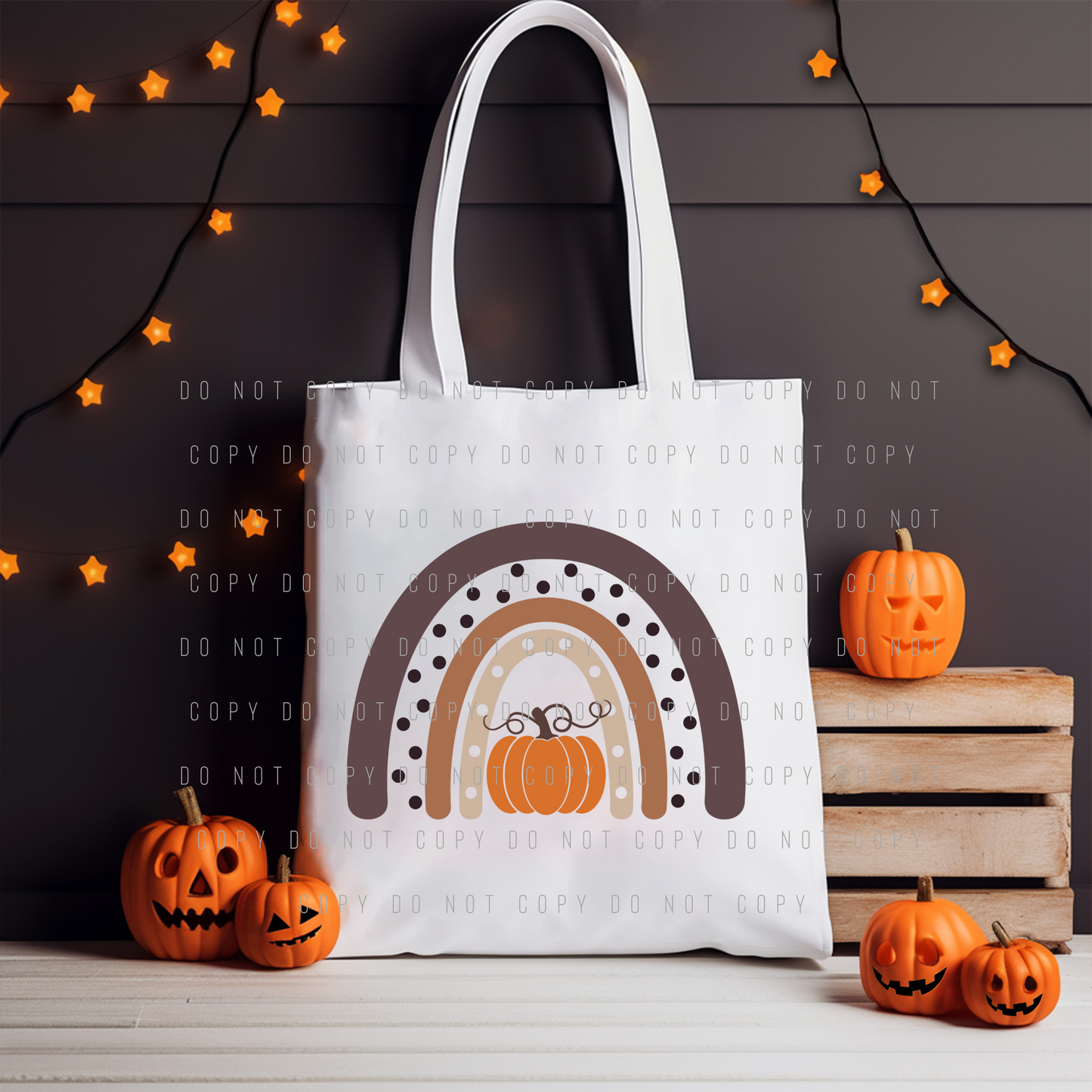 Tote Bag - Halloween - Pumpkin Rainbow