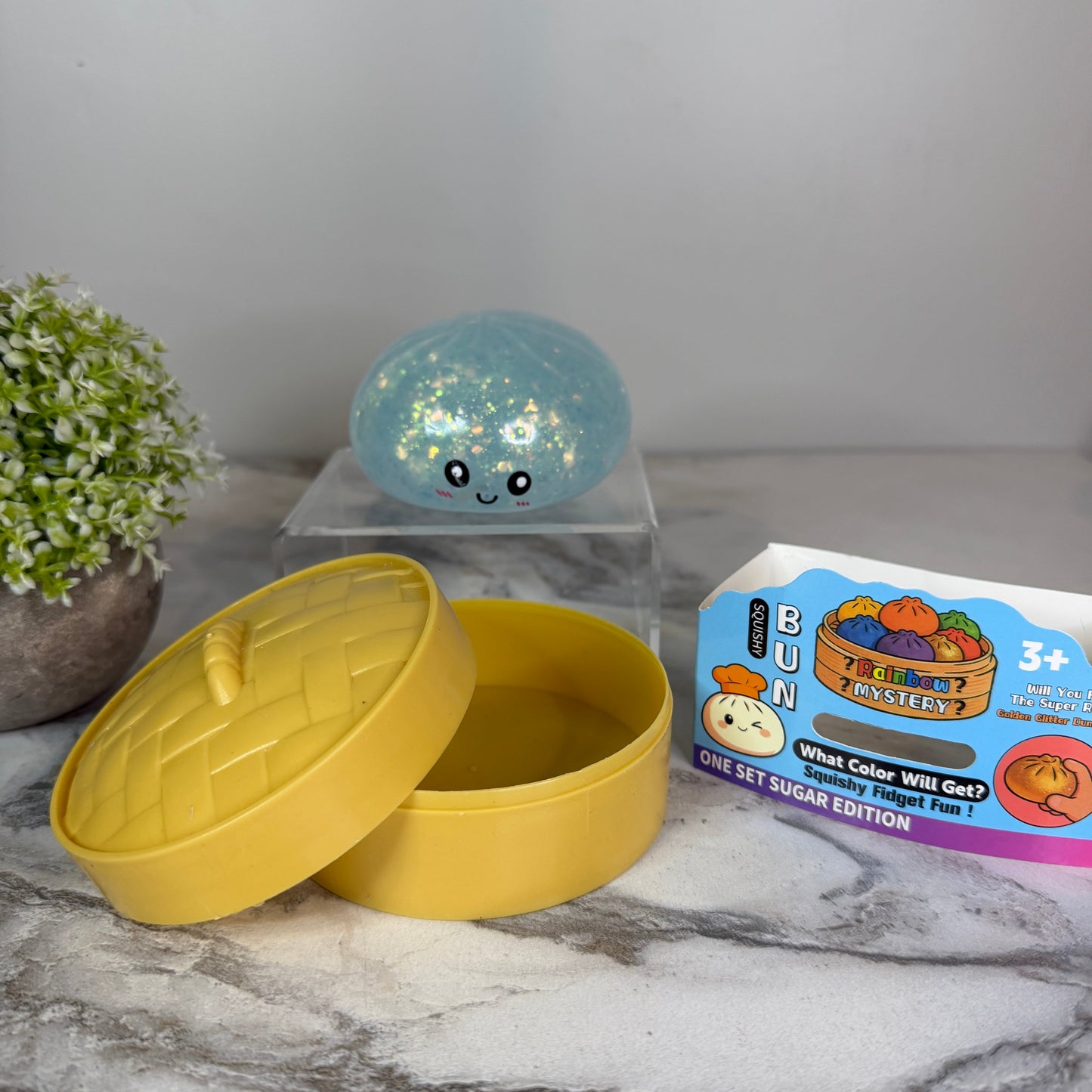 Squishy Toy - Viral Dumpling, Quick Squeeze Glitter - Blue