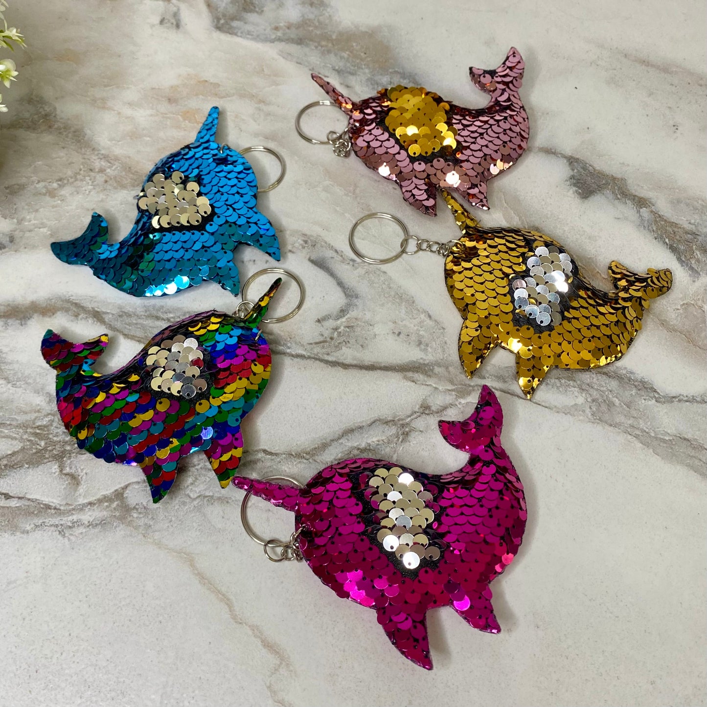 Keychain - Sequin Narwhal