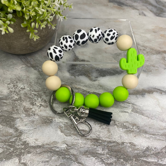 Silicone Bracelet Keychain - Lime Cactus